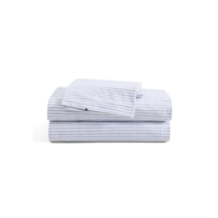 Tommy Hilfiger - Conjunto de lençóis, roupa de cama percal de algodão com fronhas combinando, nítido e legal, itens essenciais para casa de qualidade premium (monograma listrado azul, King)