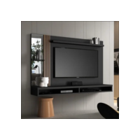 Painel Para Tv Vianossa Paris Até 55 Polegadas Com Espelho E Lateral Ripada Cor Preto/Naturale