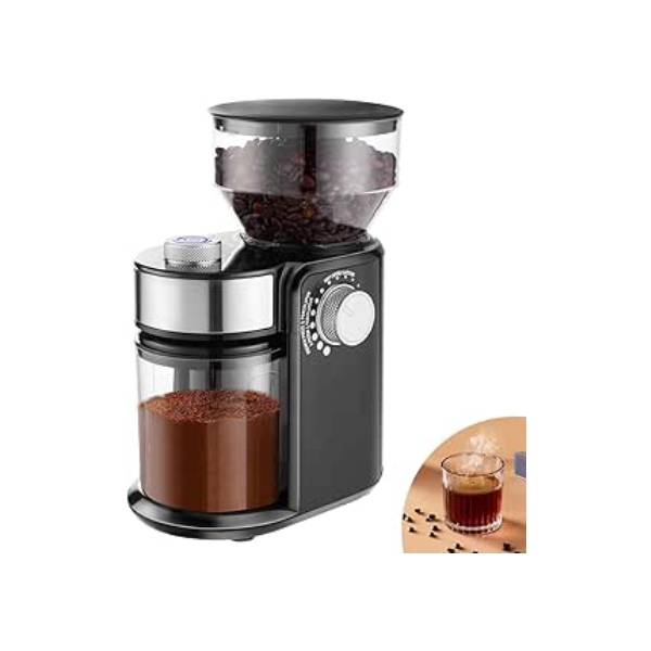 LuxLam Moedor de café elétrico 2.0,moedor ajustável com 18 configurações de moagem,moedor de café plano automático para prensa francesa,café coado e expresso, para 2 a 14 xícaras,aço inoxidável,preto