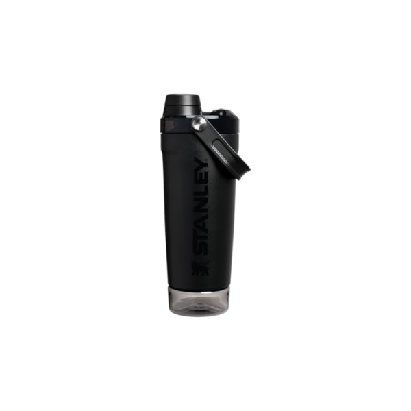 Stanley Garrafa Shaker Activate 591 ml | Copo Shaker de Aço Inoxidável com Isolamento à Prova de Vazamentos | Armazenamento na Base e Tampa de Fluxo Rápido | Shakes de Proteína | Black