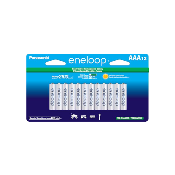Pilha AAA recarregável pré-carregada Panasonic BK-4MCCA12FA eneloop, pacote com 12