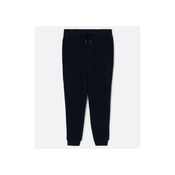 Calça Jogger em Moletom com Cós Elástico e Bolsos Azul Marinho