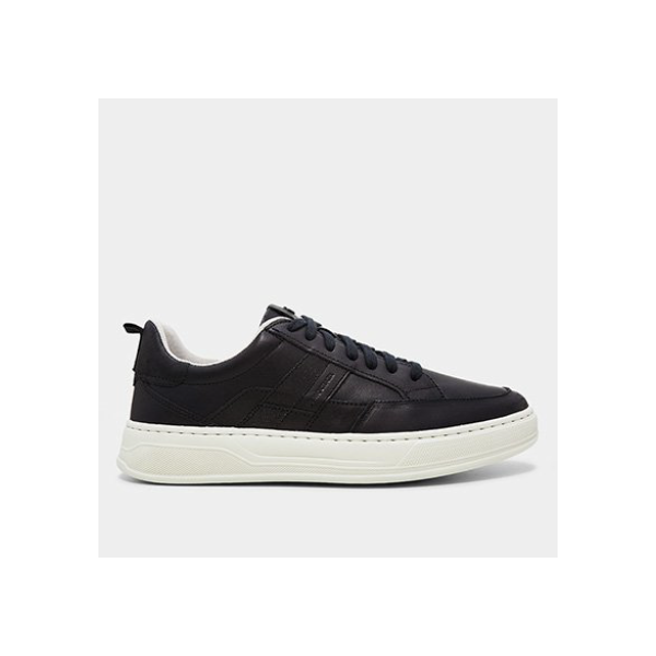Tênis Couro Democrata Bold Masculino - Preto+Chumbo