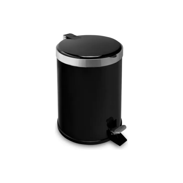 Lixeira Banheiro Pedal 5 Litros Plástico Cesto Escritório Cor Preto
