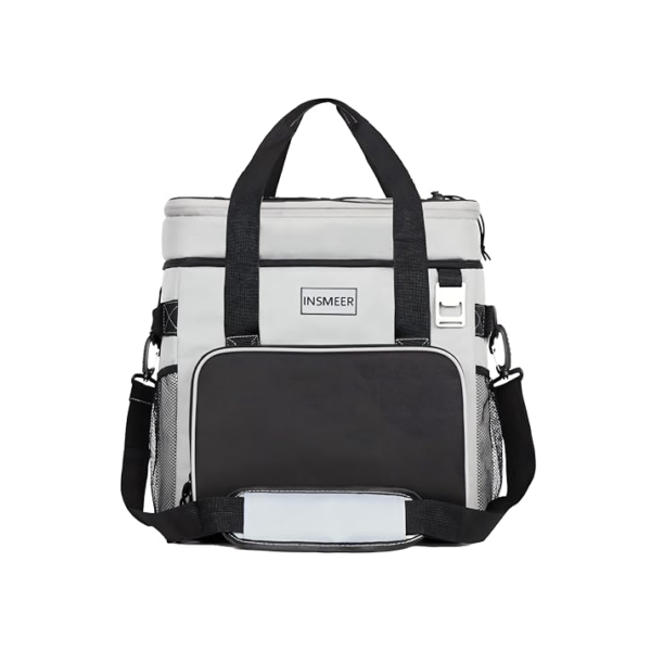 INSMEER Bolsa Térmica,Bolsa Cooler Dobrável Com Abridor De Bottel 100% À Prova De Vazamento, Cooler Isolada Para Acampamento Para Piquenique Na Praia, 40 Latas Grande, Cinza