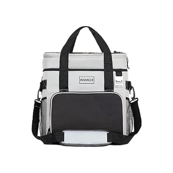 INSMEER Bolsa Térmica,Bolsa Cooler Dobrável Com Abridor De Bottel 100% À Prova De Vazamento, Cooler Isolada Para Acampamento Para Piquenique Na Praia, 40 Latas Grande, Cinza