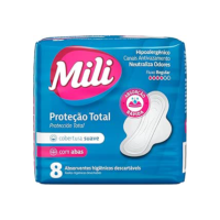 Absorvente Mili Proteção Total Suave C/Abas – 8 Unidades