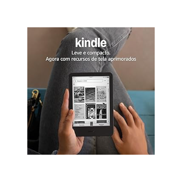 Novo Kindle (16 GB - modelo 2024) - Leve e compacto, com tela antirreflexo, trocas de página mais rápidas, luz frontal ajustável e bateria de longa duração - Cor Preta