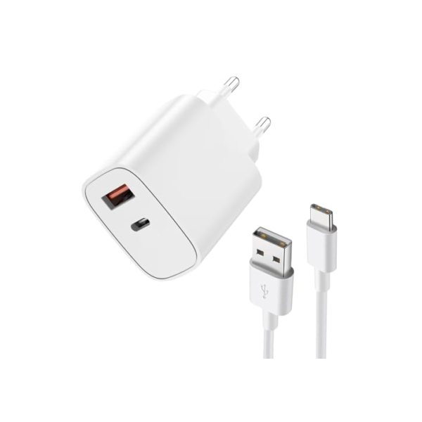 Carregador Turbo 40W - Bivolt - Com Cabo de Carregamento Rápido USB-C Para Tipo-C de 1M (Branco)
