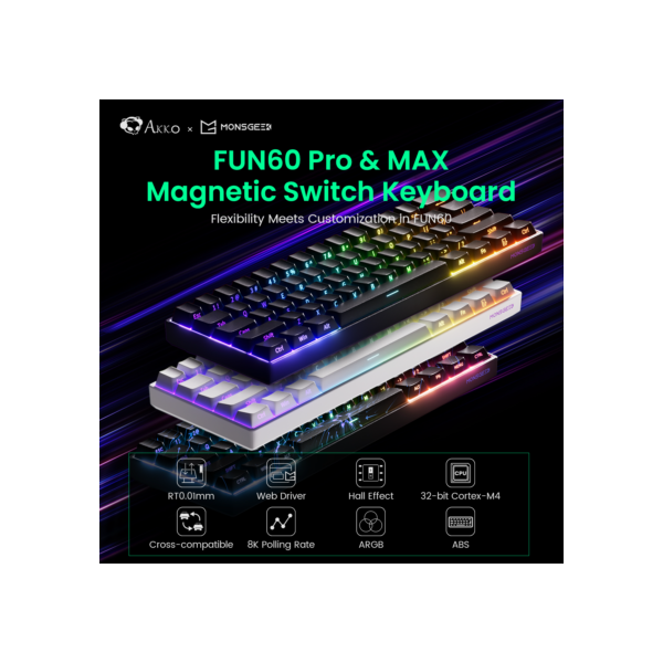 Akko MonsGeek FUN60 PRO & MAX HE Teclado mecânico Interruptor magnético 60% Teclado para jogos sem fio Gatilho rápido 8K Teclado personalizado
