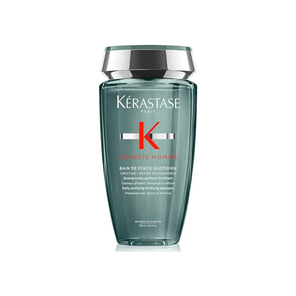 Kérastase Shampoo Genesis Homme Bain de Force Quotidien, Cabelos com queda, Prevenção da queda, Creatina, Raiz de gengibre, 250 ml