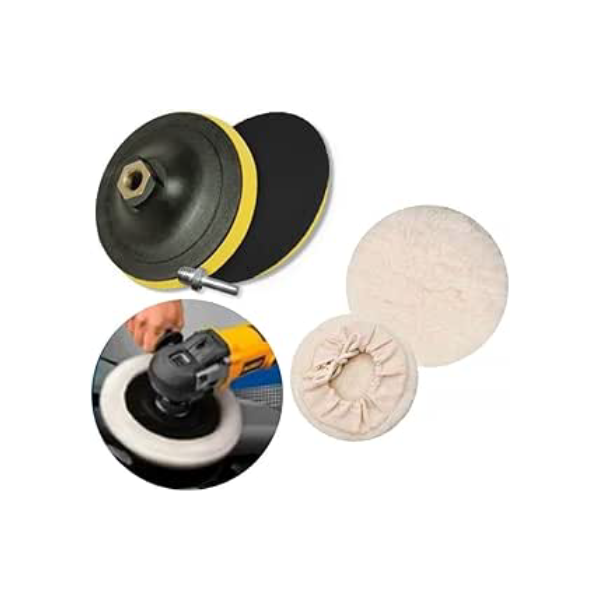 Kit Polimento Para Furadeira com Base 125mm E Boina de Lã 5"