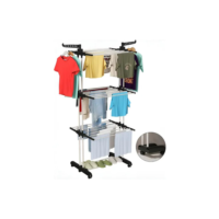 Varal De Chão Epsilon Varal De Roupas 3 Andares Dobrável Grande C/ 4 Rodas Cor Preto