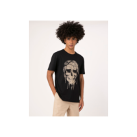 camiseta de algodão manga curta caveira preta