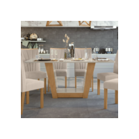 Mesa de Jantar Retangular 6 Lugares 160cm Tampo MFD Apogeu   Amêndoa Clean/Off White