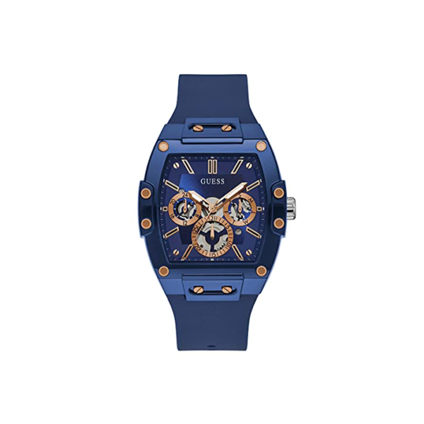 Relógio masculino GUESS de quartzo com pulseira de silicone, azul, 24 (modelo: GW0203G7)