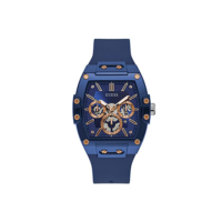 Relógio masculino GUESS de quartzo com pulseira de silicone, azul, 24 (modelo: GW0203G7)