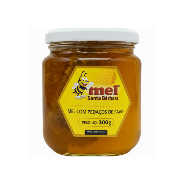 Mel Puro com Pedaços de Favo Santa Bárbara 300g | Natural