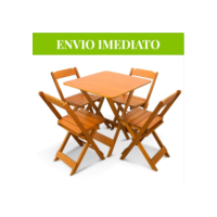 KIT JOGO DE MESA MADEIRA DOBRÁVEL 70X70 COM 4 CADEIRAS - BAR RESTAURANTE ÁREA GOURMET