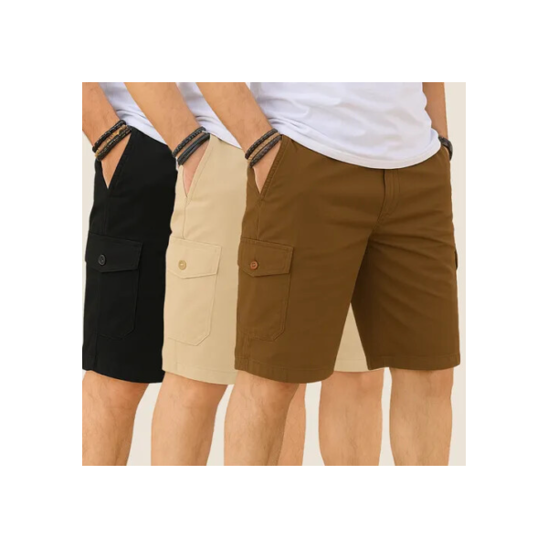 Kit 3 Bermuda Masculina Cargo Short Sarja 6 Bolsos Social