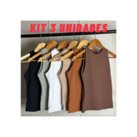 KIT 3 Regatas Casual Basica  Suplex Duplo Blusa Feminina  Blogueira Tendencia
