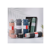 Kit Garrafa 500ML com 3 Xicaras Garrafa Termica Vacuum Bottle Inox Fosca Copo Termico