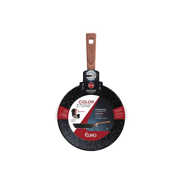 Euro Home - Frigideira 24 cm, 1.5 L de Alumínio com Antiaderente Color Stone Wooden - ALU8303-WD