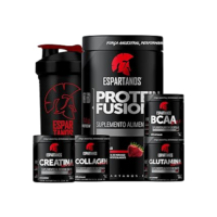 Kit Whey Protein Fusion + Bcaa + Crea + Gluta + Colágeno (Grande, Morango)