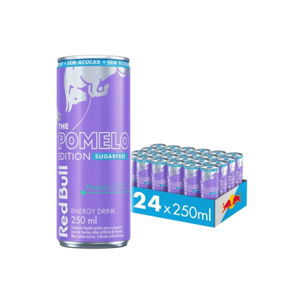 Caixa de 24 latas Red Bull Energético, Sabor Pomelo, Sem Açúcar, 250ml cada