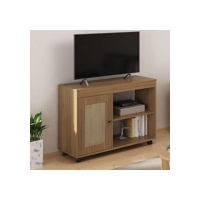 Rack para tv Até 42" com rodizios e porta almofadada SAMPA cor Carvalho - Artely