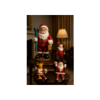 Papai Noel 30cm 14cm  20cm Vermelho Rena Natal Decoração Luxo Sofisticado Mesa Resina Resistente