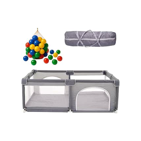 Cercado Para Bebês Chiqueirinho Playground Infantil Grande Desmontável Resistente Com Bolsa De Transporte Bolinhas CERCADINHO -180x150x68- MJ BRANDS