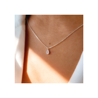 Colar Gargantilha Ponto de Luz Gota 45 cm Prata Pura 925