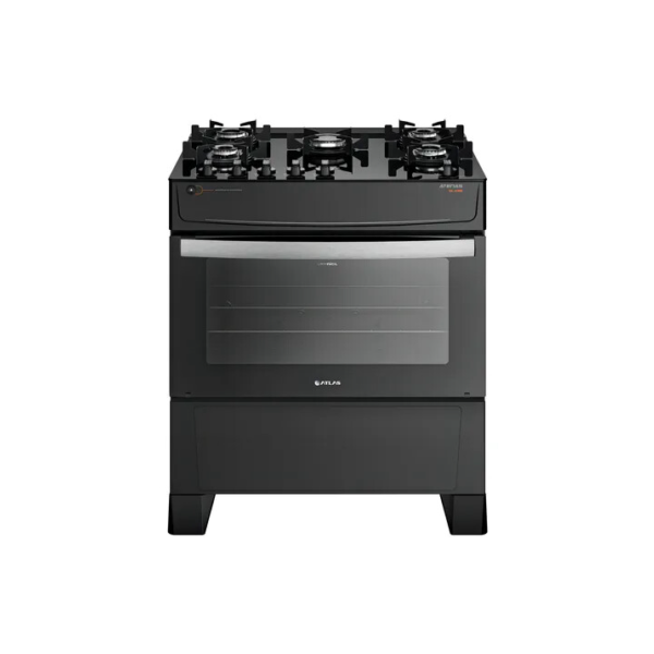 Fogão de Pé Atlas Atenas Glass 5 Queimadores A Gás com Mesa de Vidro Preto