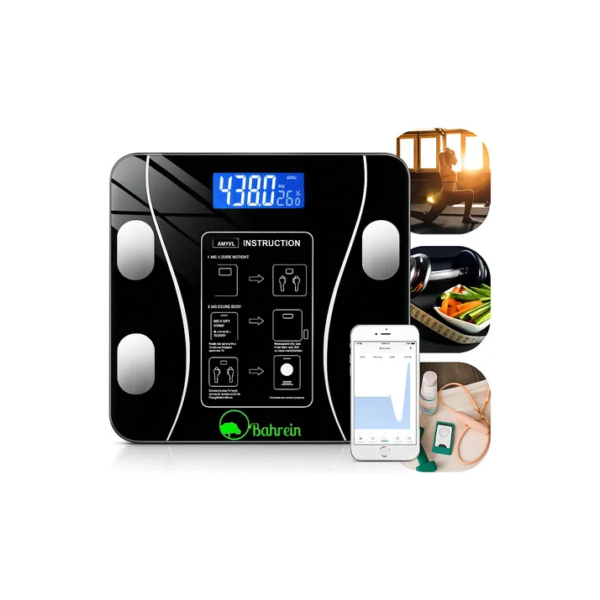 Balança Digital Bioimpedância Bluetooth Corporal Aparelho Alta Capacidade App Gratuito Para Android E Para Ios Cor Preto Marca Bahrein