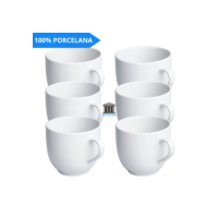 Jogo 6 3 Xicara Porcelana Branca Lisa Jogo Xícara Cha Cafe Leite 170ml Chicara Hotel Casa Cozinha