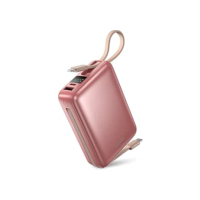 Basike Carregador Portátil, Power Bank 20000mAh com Cabos Integrados, Carregamento Rápido 22.5W(MAX), Compacto, Led Indicador de Bateria para iPhone/Samsung/Huawei/Xiaomi (Rosa)