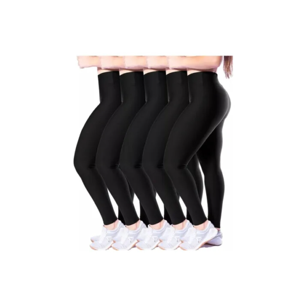 Kit 5 Calças Legging Lisa Suplex Cintura Alta Academia