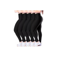 Kit 5 Calças Legging Lisa Suplex Cintura Alta Academia