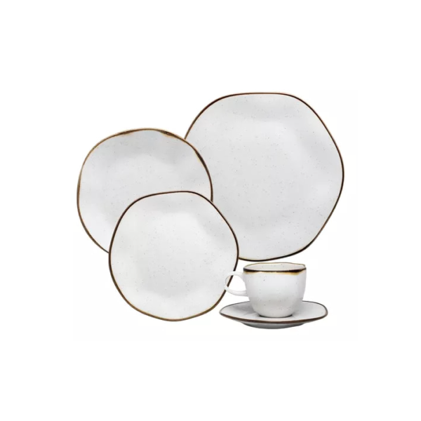 Jogo De Jantar 20 Peças Oxford Porcelana Ryo Maresia Cor Branco