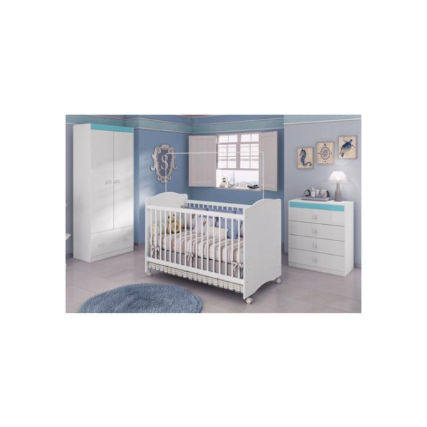 Quarto de Bebê Completo com Berço Guarda-Roupa - Cômoda Móveis Estrela Satriani