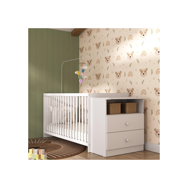 Berço Cômoda para Colchão 60 x 130 cm Meu Bebê Multimóveis Branco