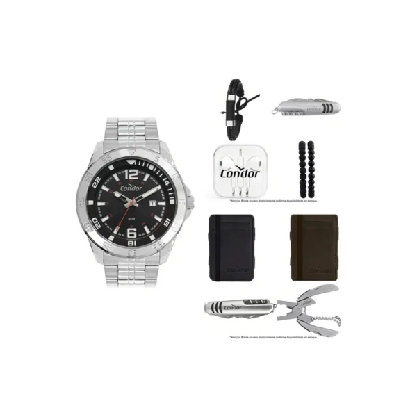 Kit Relógio Masculino Speed Co2115mzc/k4p Com 5 ATM Cor Prata Condor