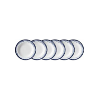 Estojo com 6 Pratos Fundos em Porcelana, Modelo Cilíndrica, Decoração Névoa Azul, Porcelana Schmidt