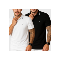 Kit 2 Camiseta Gola Polo Masculina 100% Algodão Malha Premium Basica Para Homem Do P ao GG