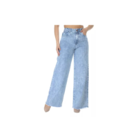 Calça Wide Leg Jeans Feminina Cintura Alta Levanta Bumbum