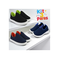 Kit 3 Pares Tênis Infantil Escolar Calce Fácil Menino