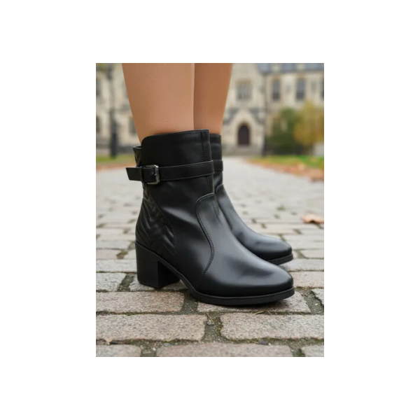 Bota Casual Feminina 73210 Com Salto Bloco Preto Mooncity