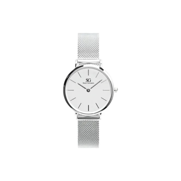 Relógio Prateado Feminino Saint Germain Harlem Silver 32mm Fundo Branco