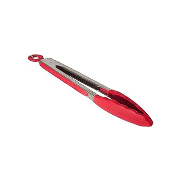 Pegador 27cm Multiuso silicone vermelho com cabo Inox, SIL2645-VM, Euro Home
